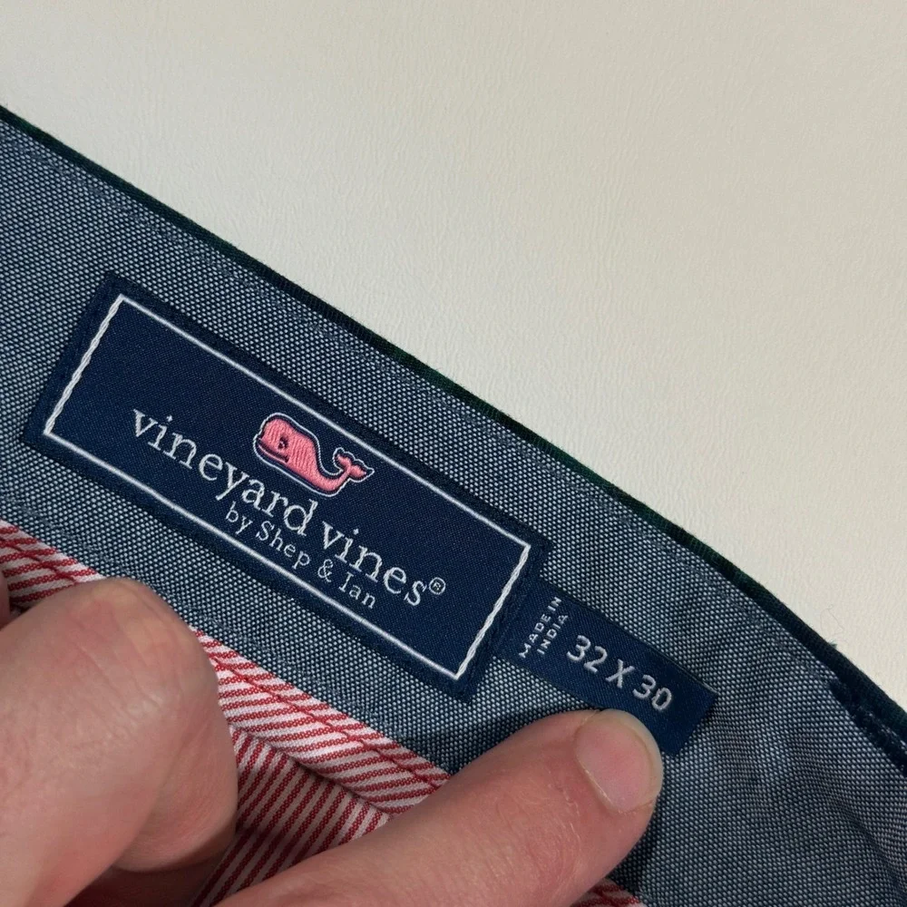Vineyard Vines Breaker Pant Mens 32x30 Green Navy Black Watch Plaid Excellent